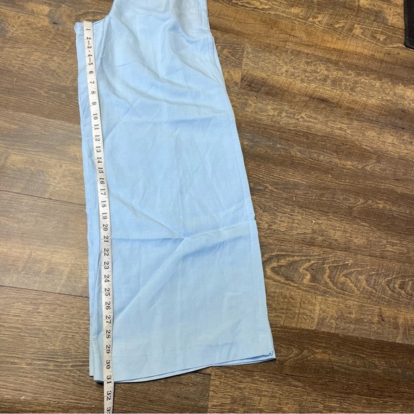 NEW Ann Taylor Pant Womens Medium Blue Linen High Elastic Waist Wide Leg Palazzo - Picture 7 of 9